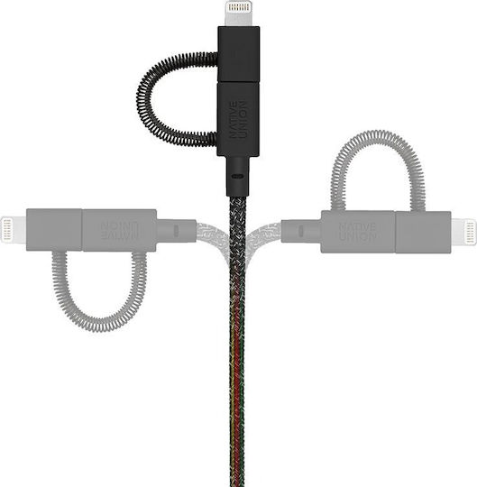 Native Union Cosmos Geflochten USB zu Blitzschlag / Typ-C,TC-TC / Micro-USB Kabel Schwarz 2m