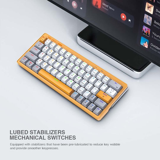 Armaggeddon GMK-100 Wireless Gaming Mechanical Keyboard 60% with Custom Linear switches and RGB lighting (English US) Summer