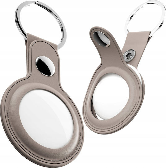 KeyBudz Leather Keyring Θήκη Μπρελόκ Δερμάτινη για AirTag Sandy Beige