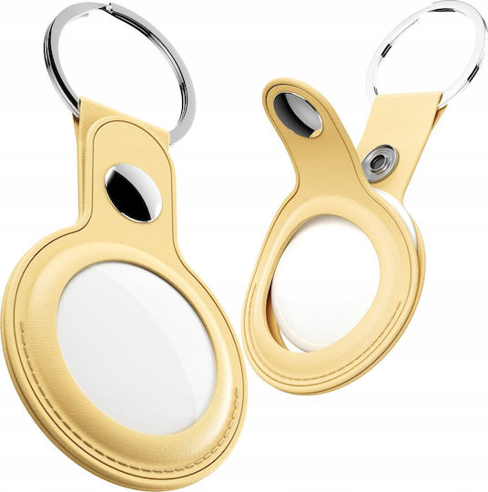KeyBudz Keyring Θήκη Μπρελόκ Δερμάτινη για AirTag σε Κίτρινο χρώμα