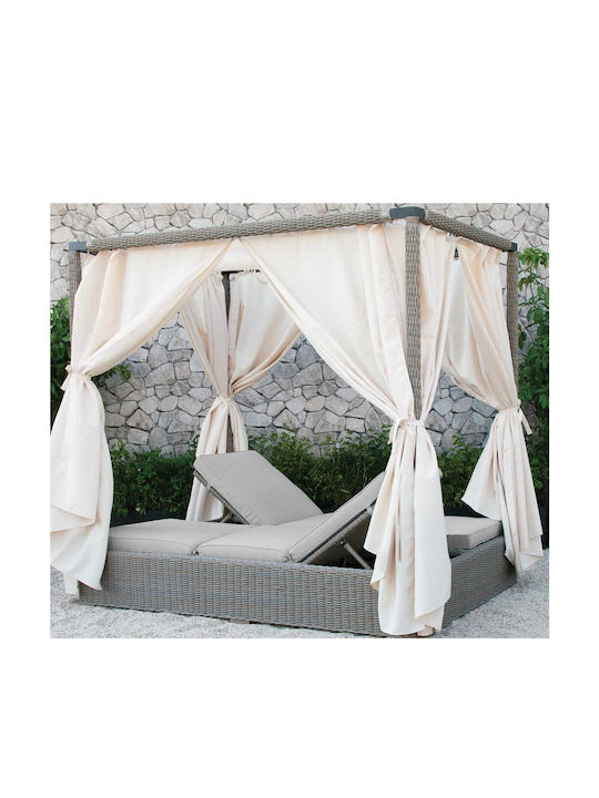 Șezlong-Cadavru Dublu din Aluminiu cu Pernă și Parasolar Gri 150x200x200cm Șezlong-Cadavru Dublu din Aluminiu cu Pernă și Parasolar Gri 150x200x200cm
