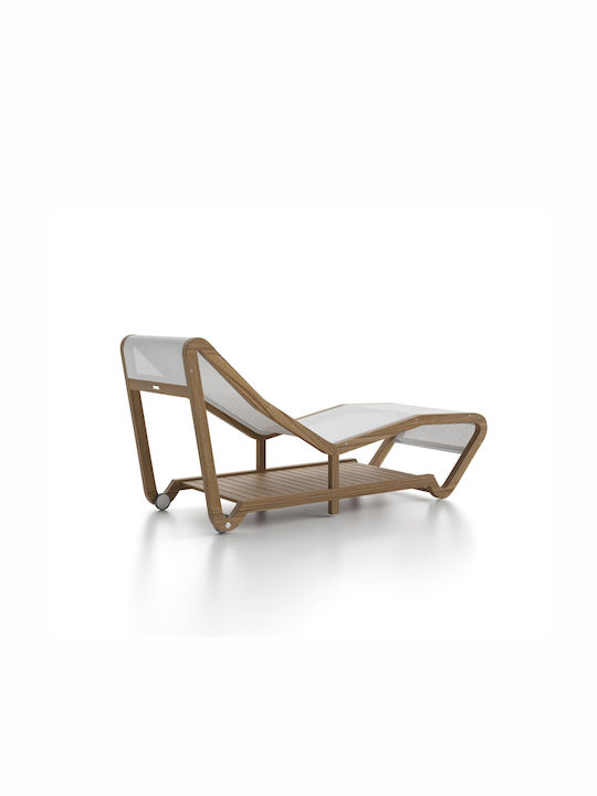 Șezlong Lemn Infinity cu Țesătură Textilene Culoare Maro 169x66x80cm