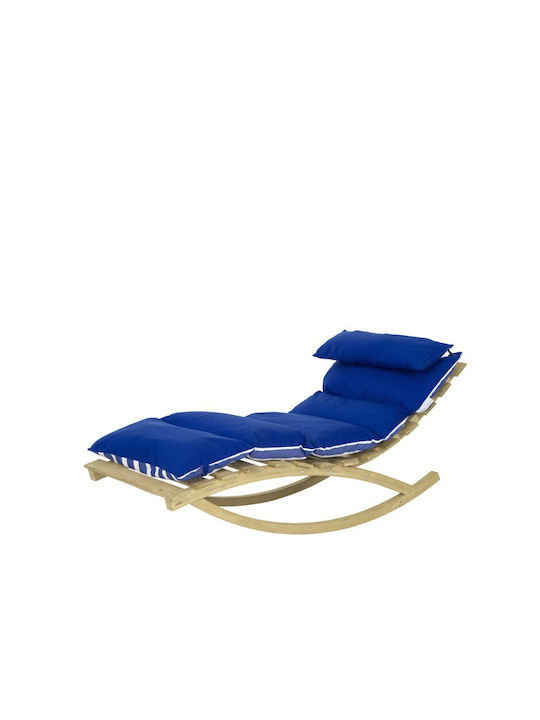 Șezlong Lemn cu Pernă Albastru Marin 173x72x72cm