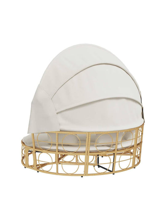 Pat Lounge Exterior Dom Cu Pernă Poly Rattan Crem 4108235