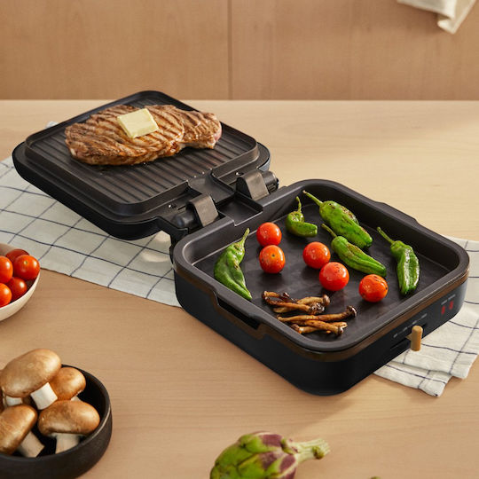 Create Tabletop Electric Grill 1400W Inox with Adjustable Thermostat 23cmx23cmcm