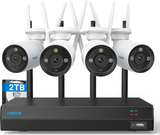 Reolink Überwachungssystem 4 Kameras Drahtlose Kameras IP 8MP mit Rekorder NVR