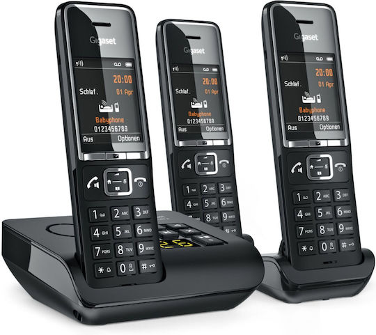 Gigaset Comfort 550A Ασύρματο Τηλέφωνο Trio με Ελληνικό Μενού Μαύρο