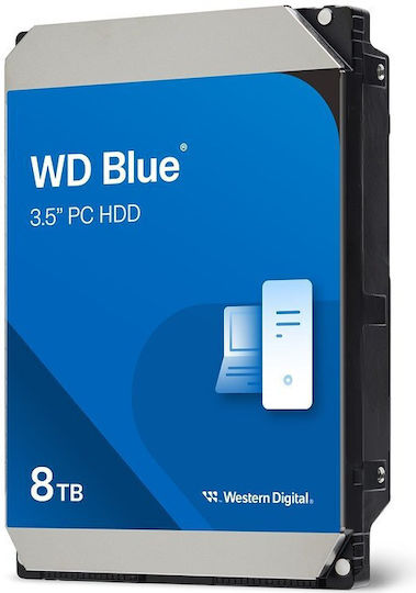 Western Digital Blue 8TB HDD Σκληρός Δίσκος 3.5" SATA III 5700rpm με 256MB Cache για Desktop WD80EAAZ