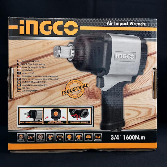 Ingco AIW341302 Air Impact Wrench 3/4" With Maximum Torque 163.15kgm
