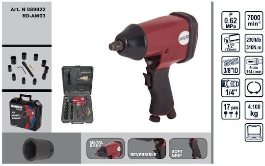 Raider RD-AW03 Luftschlagschrauber 1/2" mit Maximalem Drehmoment 31.81kgm
