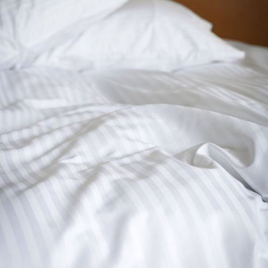Hotel Sheet 280x280 1cm Striped 60% Cotton 40% Polyester 230tc Nima Hotelling White 280x280