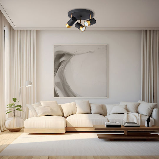 Braytron Dreifach Spot mit Fassung GU10 in Schwarz Farbe