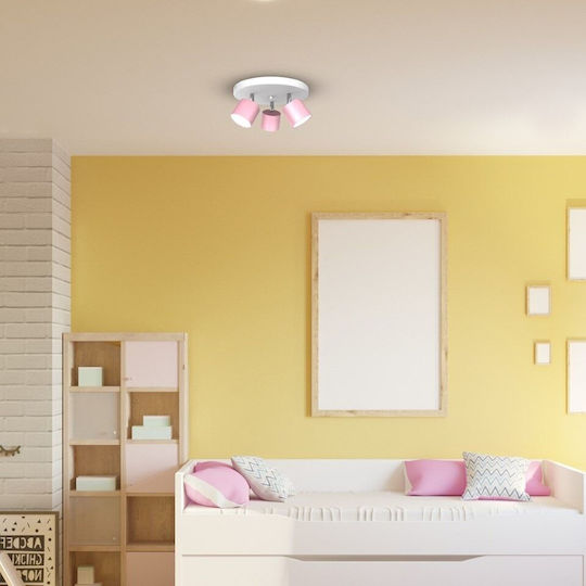 Eko Light Dixie Τριπλό Σποτ με Ντουί GX53 σε Ροζ Χρώμα