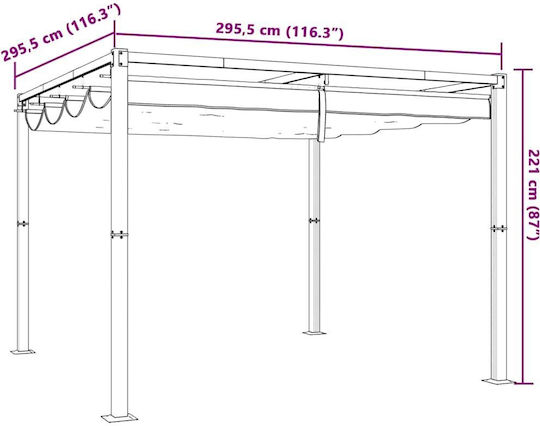 Vidaxl Garden Pergola with Retractable Roof Taupe 3 x 3 m Steel Beige-Grey