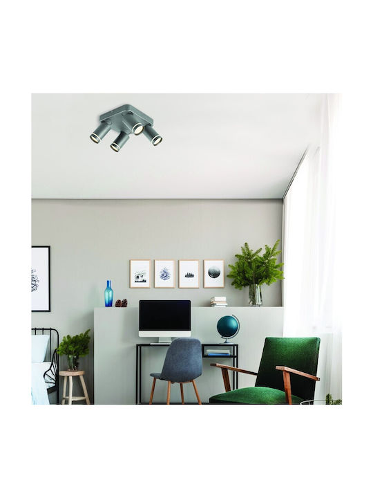 Aca Divino Spot with 4 Lights and with Socket GU10 in Black Color