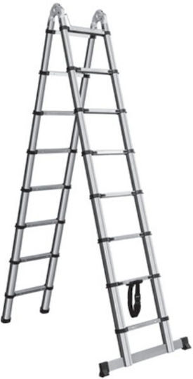 Prostep Telescopic Ladder Aluminum 8 of Steps with Maximum Height 5.1m