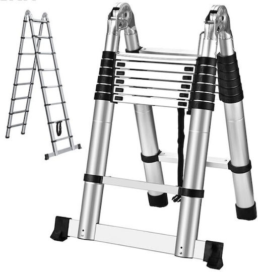 Prostep Telescopic Ladder Aluminum 6 of Steps with Maximum Height 3.9m