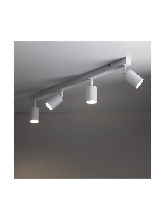TK Lighting Spot with 4 Lights and with Socket GU10 in White Color