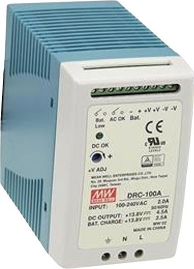 Mean Well DRC-100B DIN Rail UPS Power Supply 3.5A/27.6V/96.6W
