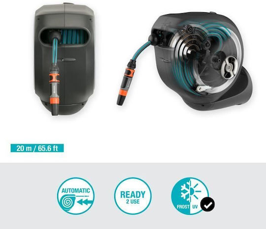 Gardena Rollup M Automatic Watering Wind Wall Mounted with Hose 20m M