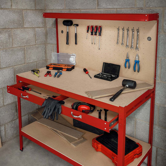 Workbench Pegboard Drawer & Light Â€“ Red