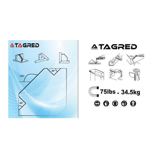 Tagred TA622 Unghiul de sudare cu capacitate magnetică 34.5kg & unghiuri 135° / 45° / 90°