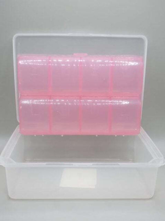 Kunststoff Aufbewahrungsbox mit Deckel Rosa 9.5x14x4.5cm 1Stück