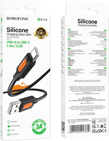 Borofone USB 2.0 Cable USB-C male - USB-A PD Μαύρο 1m 2363