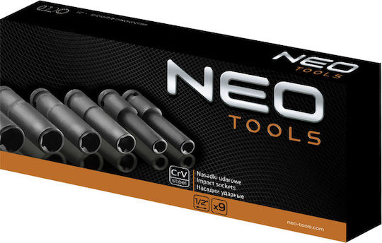 Neo Tools Καρυδάκια Αέρος Torx Μακριά με Καρέ Υποδοχής 1/2" Σετ 9τμχ
