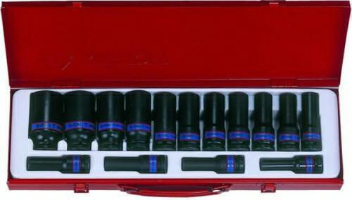 King Tony Nüsse Pneumatisch Sechskant Lange mit Vierkant-Antrieb 1/2" Set 15Stück