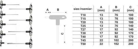 Yato Σετ 9 Κλειδιά Torx σε Σχήμα L