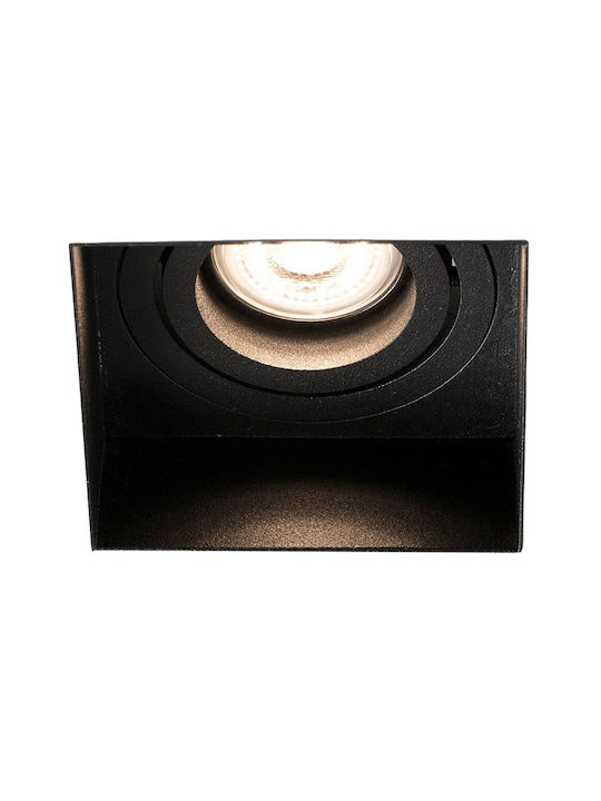Faro Barcelona Hyde Pătrat Metalic Spot Încorporat cu Soclu GU10 Negru 8.2x8.2cm. 1buc