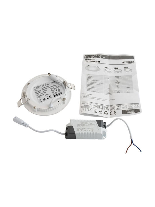 Orion Plastic Spot Încorporat cu LED Integrat și Lumină Alb Natural Alb 1buc