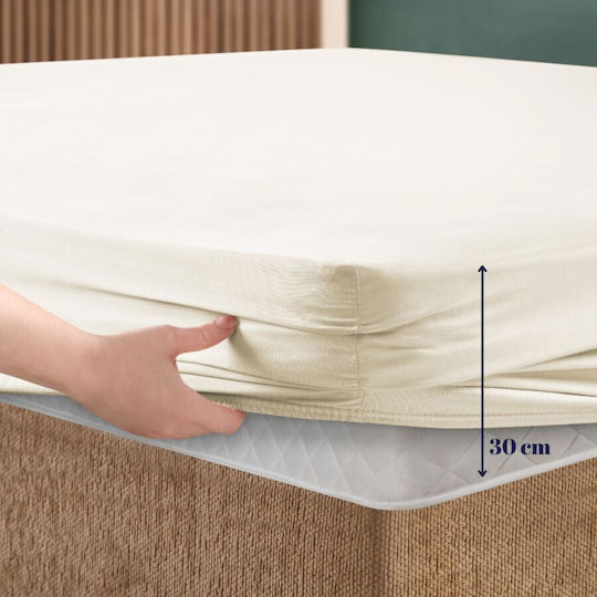 First Choice Σετ Διπλό 3τμχ 140x200εκ. με Λάστιχο Cream