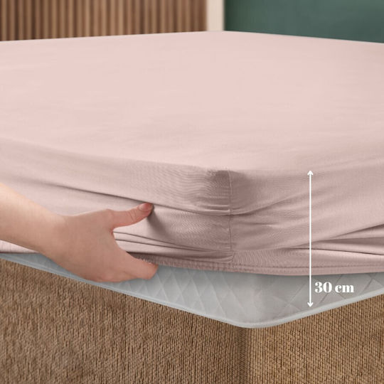 First Choice Σετ Μονό 2τμχ 100x200εκ. με Λάστιχο Powder Pink