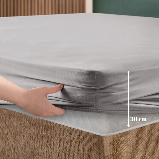 First Choice Σετ Υπέρδιπλο 3τμχ 160x200εκ. με Λάστιχο Gray (ash)