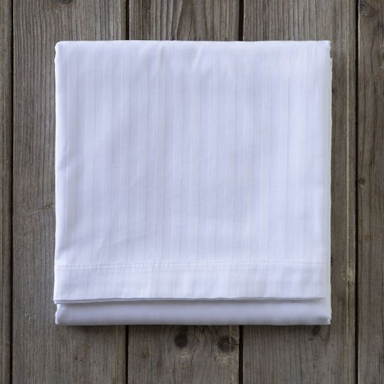 Hotel Sheet 240x280 1cm Striped 100% Cotton Satin 240tc Nima Hotelling White 240x280