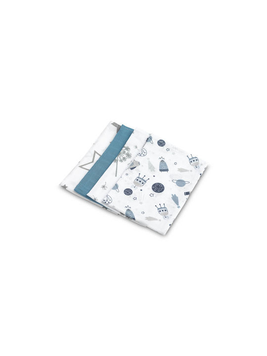 Sensillo Musselin-Kuscheldecken Blau 35x35cm. 4Stück