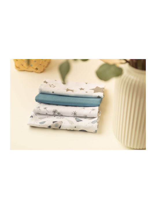 Sensillo Musselin-Kuscheldecken Blau 35x35cm. 4Stück