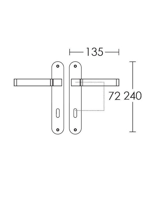 A-Lock Πόμολο Μεσόπορτας Πλάκα C1055hr Ματ Νίκελ