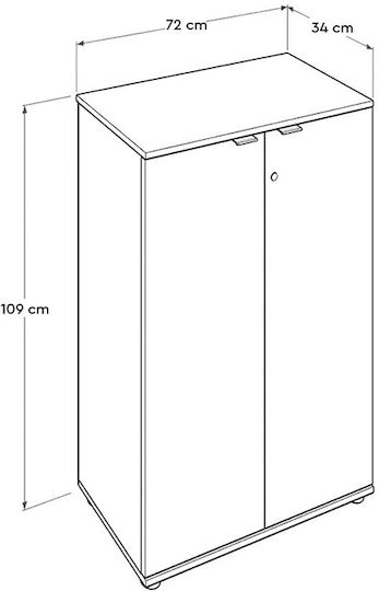 Шкаф За Бюро Rio Дървен С Ключалка Бял 72x34x109см