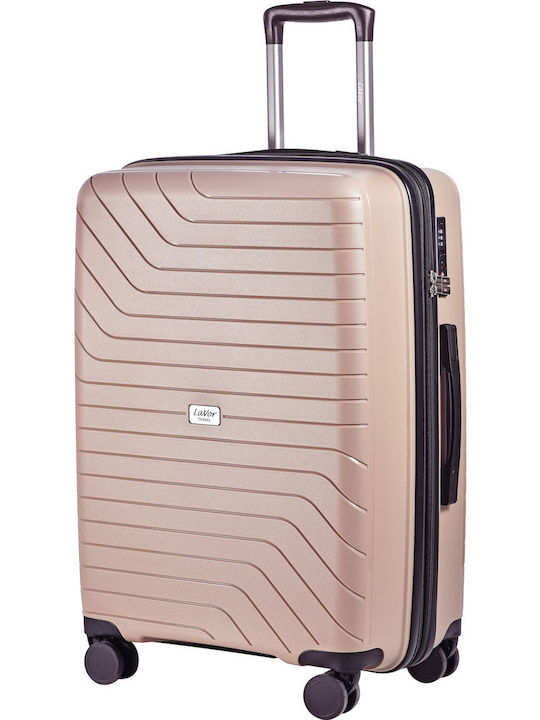 Lavor Cabin Hard Beige Suitcase with 4 Wheels Height 55cm
