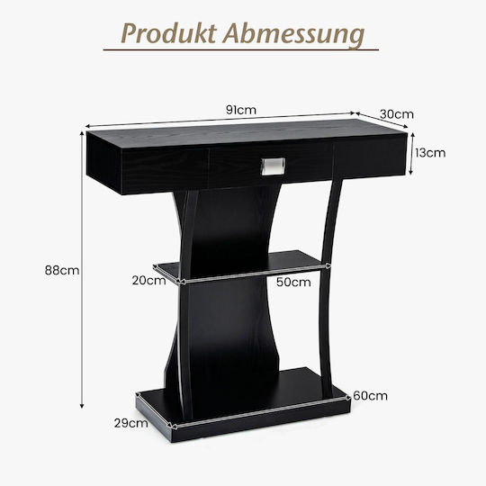 Console Table Wood & Metal Black L91xW30xH88cm