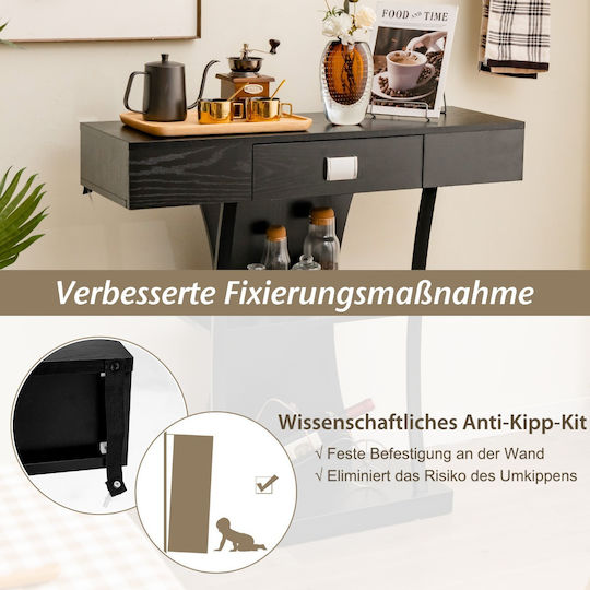 Console Table Wood & Metal Black L91xW30xH88cm