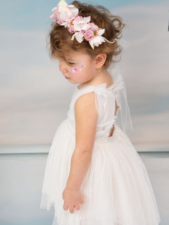Bambolino Valentina Ecru Baptism Dress Made of Tulle
