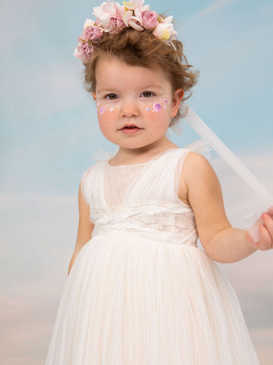 Bambolino Valentina Ecru Baptism Dress Made of Tulle