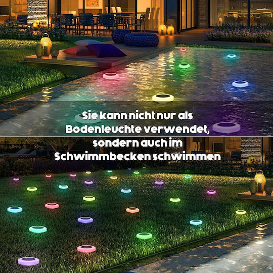 Set 3 Lămpi Solare de Podea Stradal RGB cu Fotocelulă și Telecomandă