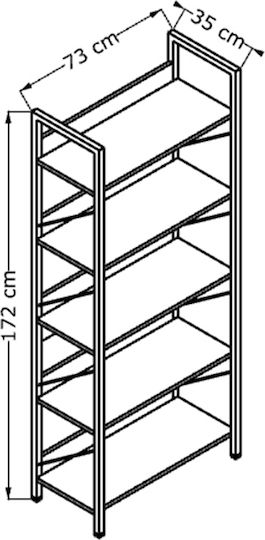 Bibliotecă Connect Florida Oak 73x35x172cm
