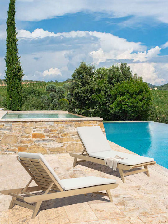 Ξαπλώστρα Ξύλινη Etoile με Μαξιλάρι Μπεζ 185x65x87.5εκ.