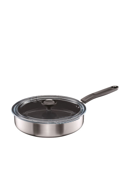 Fiskars Pan With Lid made of Stainless Steel with Non-Stick Coating 26cm